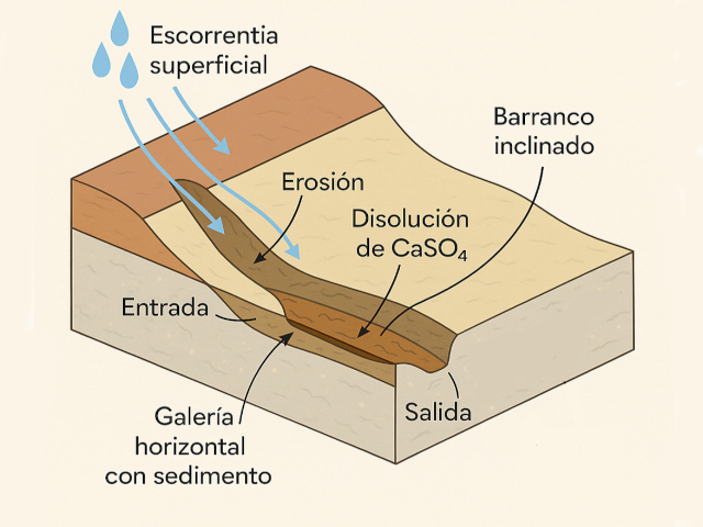 Croquis del Sistema Tipo R en el karst en yeso de Sorbas